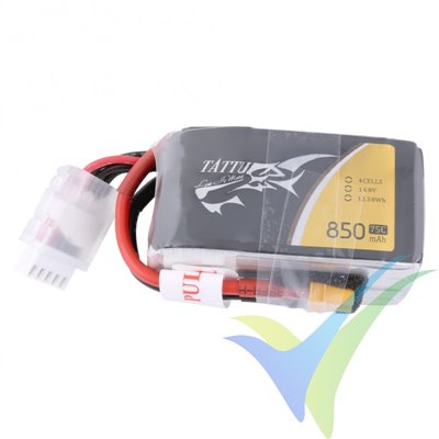 Batería LiPo Tattu - Gens ace 850mAh (12.58Wh) 4S1P 75C 109g XT30 