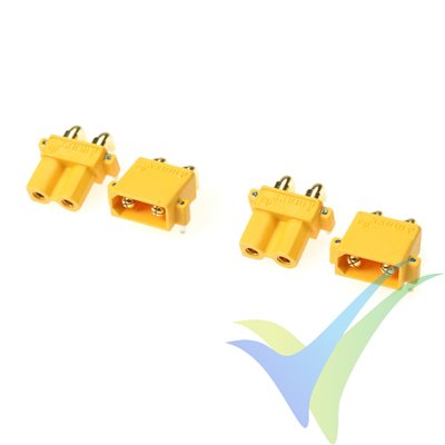 Conector XT30PW G-Force, metalizado oro, macho y hembra, 2 pares