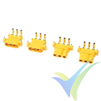 Conector 3 polos MR30PW G-Force, metalizado oro, macho y hembra, 2 pares