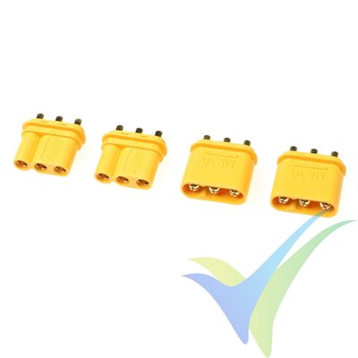 Conector 3 polos MR30PB G-Force, metalizado oro, macho y hembra, 2 pares