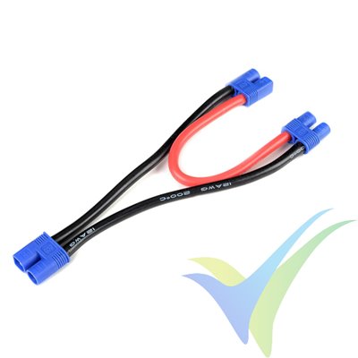 Adaptador de conector EC3 hembra a dos EC3 macho en serie, cable silicona 3.31mm2 (12AWG) 12cm, G-Force