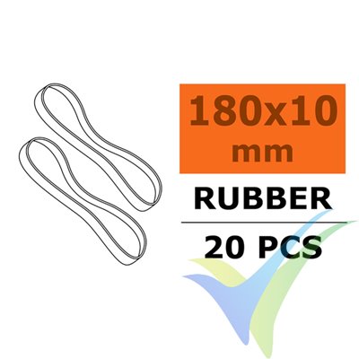 G-Force RC - Wing Rubber Bands - 180 X 10mm - 10 pcs