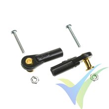 Rótula nylon mediana M2.5 G-Force, bola con torreta alta y tornillo M2 pasante, 2 uds