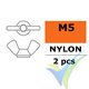 Tuerca de mariposa G-Force, M5, Nylon, 2 uds