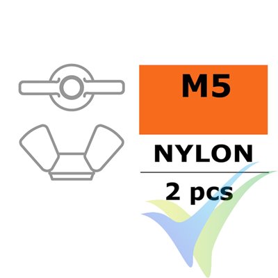Tuerca de mariposa G-Force, M5, Nylon, 2 uds