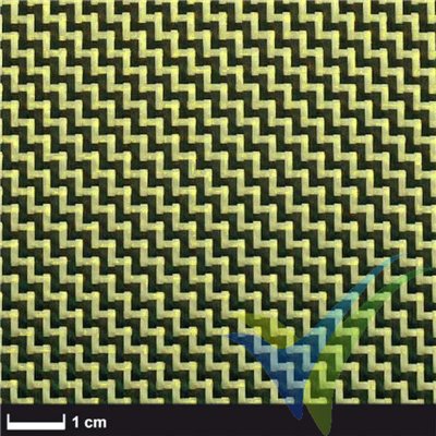 Tela fibra carbono/kevlar 205g/m2, tejido twill, rollo 100cm x 10m