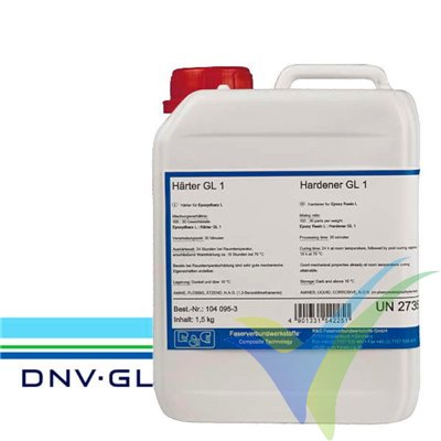 Endurecedor GL1 (30min) para resina epoxi L, botella 0.75Kg