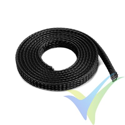 Manguito de malla negro para protección de cables, 6mm, 1m