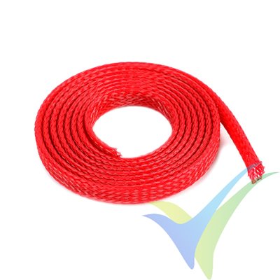 Manguito de malla rojo para protección de cables, 6mm, 1m