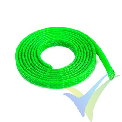 Manguito de malla verde neón para protección de cables, 6mm, 1m