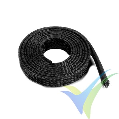 Manguito de malla negro para protección de cables, 8mm, 1m