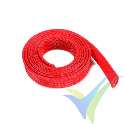 Manguito de malla rojo para protección de cables, 10mm, 1m