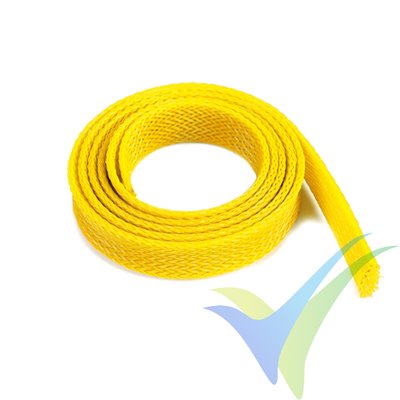 Manguito de malla amarillo para protección de cables, 14mm, 1m