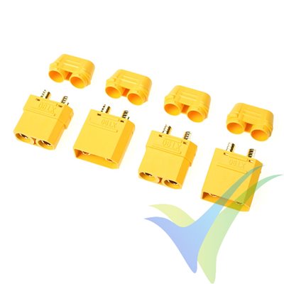 Conector XT90 con capuchón aislante, metalizado oro, G-Force, 2 parejas macho y hembra