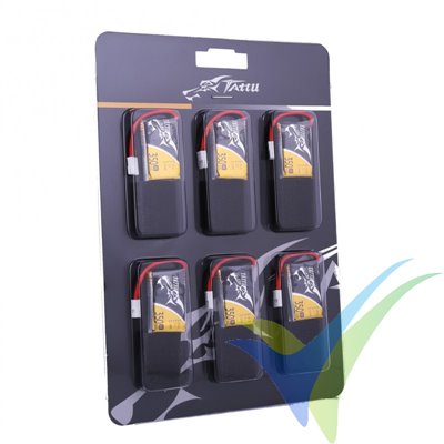 Tattu 350mAh (1.3Wh) 30C 1S1P LiPo Battery, 9.3g, Molex, 6 pcs