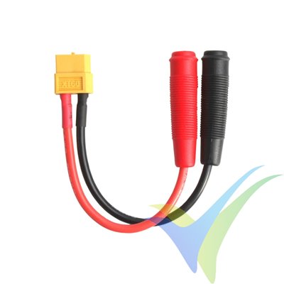 Power supply cable for charger, XT60 female to Ø4.0mm banana female