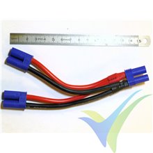 Adaptador de conector EC5 hembra a dos EC5 macho en paralelo, cable silicona 5.26mm2 (10AWG) 12cm, G-Force
