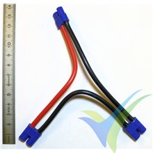 Adaptador de conector EC3 hembra a dos EC3 macho en serie, cable silicona 3.31mm2 (12AWG) 12cm, G-Force