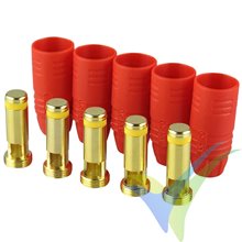 Gold connector, AS150, Ø7.0mm, anti spark, 5 plugs, red housing