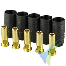 Gold connector, AS150, Ø7.0mm, 5 plugs, black housing