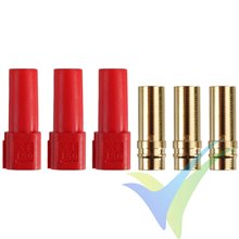 Gold connector, XT150, 3 sockets, red housing