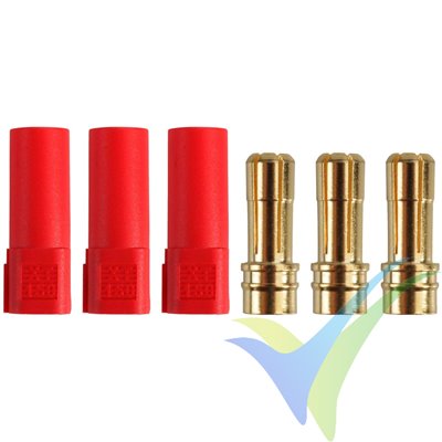 Gold connector, XT150, 3 plugs, red housing