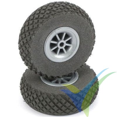 Rueda espuma rombos 64mm Dubro 250DL, eje 4mm, 12.4g, 2 uds