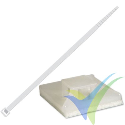 Soporte adhesivo 13x13mm con brida para cable, 5 uds