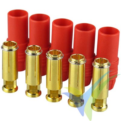 Conector hembra AS150 rojo, 7mm, 5 uds