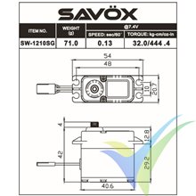 Savox waterproof digital servo SW-1210SG, 71g, 32Kg.cm, 0.13s/60º, 6V-7.4V