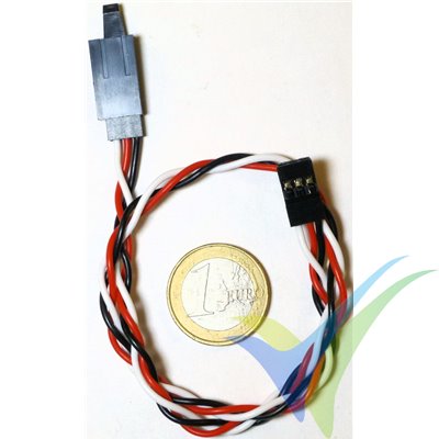 Prolongador trenzado cable de servo universal con clip seguridad, 30cm, 0.33mm2 (22AWG)