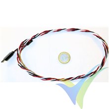 Prolongador trenzado cable de servo universal con clip seguridad, 90cm, 15g, 0.33mm2 (22AWG)