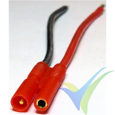 HXT 2mm connector with already soldered 6cm silicone cable 0.82mm2 (18AWG)
