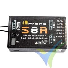 Receptor FrSky S8R EU 2.4GHz, 8 canales, giróscopo 3 ejes, 14g