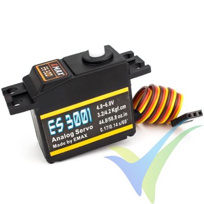 EMAX ES3001 analog servo, 37g, 4.2Kg.cm, 0.14s/60º, 4.8V-6V