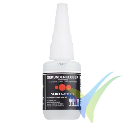 Adhesivo cianoacrilato (CA) YUKI MODEL media viscosidad y larga duración, 20g