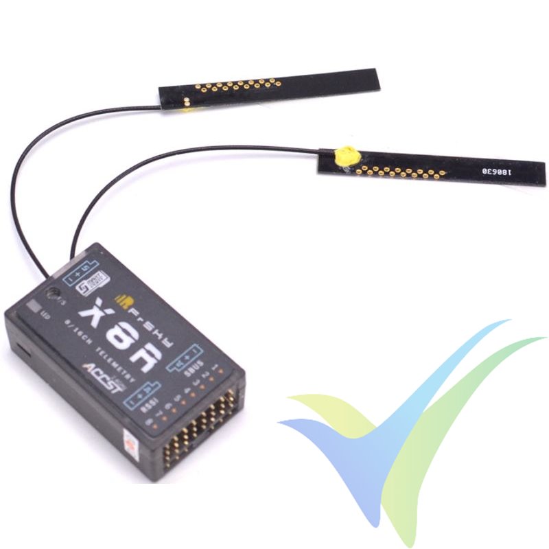 Receptor FrSky X8R EU 2.4GHz, 8 canales / 16 canales SBUS, 16.6g