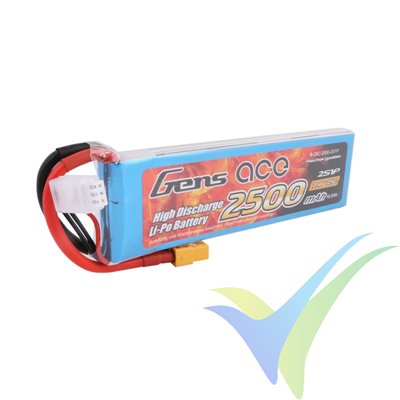 Gens ace LiPo battery 2500mAh (18.5Wh) 2S1P 25C 176g XT60