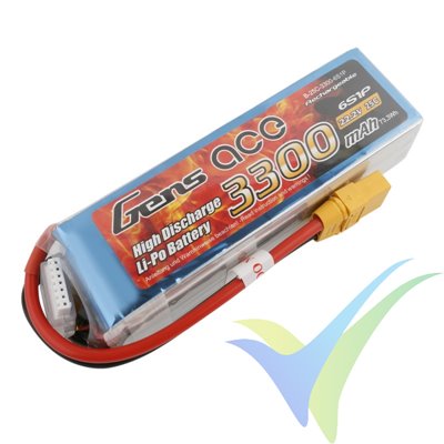 Gens ace LiPo battery 3300mAh (73.26Wh) 6S1P 25C 498g XT90
