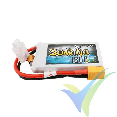 Gens ace Soaring LiPo battery 1300mAh (9.62Wh) 2S1P 30C 79g XT60
