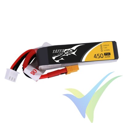 Batería LiPo Tattu - Gens ace 450mAh (3.33Wh) 2S1P 75C 29g XT30