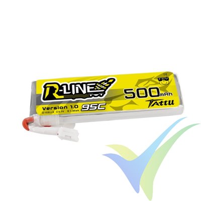 Tattu R-Line - Gens ace LiPo battery 500mAh (1.85Wh) 1S1P 95C 15g JST-PHR