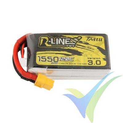 Tattu R-Line V3.0 - Gens ace LiPo battery 1550mAh (22.94Wh) 4S1P 120C 176g XT60