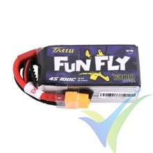 Batería LiPo Tattu Funfly - Gens ace 1300mAh (19.24Wh) 4S1P 100C 149g XT60