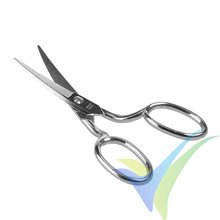 R&G Fabric scissors curved (offset handles), 15 cm (Shiny nickel-plated, one cutting edge micro-serrated, cutting length 5cm