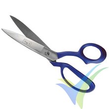 Aramid fibre shears, 26 cm / 10" length (With blue comfort handles, one blade micro-serrated, pointed blades, large eye)