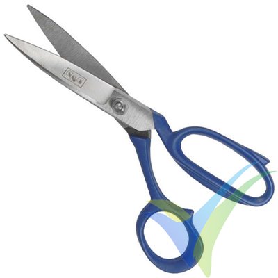 Aramid fibre shears, 21 cm / 8" length (With blue comfort handles, one blade micro-serrated, pointed blades, large eye)