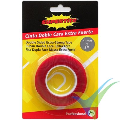 Supertite double side adhesive tape 19mm x 2m, acrylic extra strong