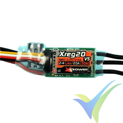 Xpower XREG20 V5 brushless ESC, 20A, 2S-4S, BEC 2.5A, 13g