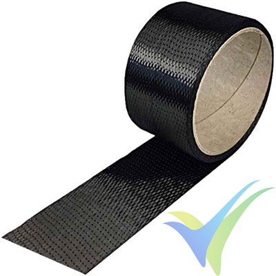 Carbon fibre tape 200 g/m², 3k, UD (50 mm) roll/ 20 m